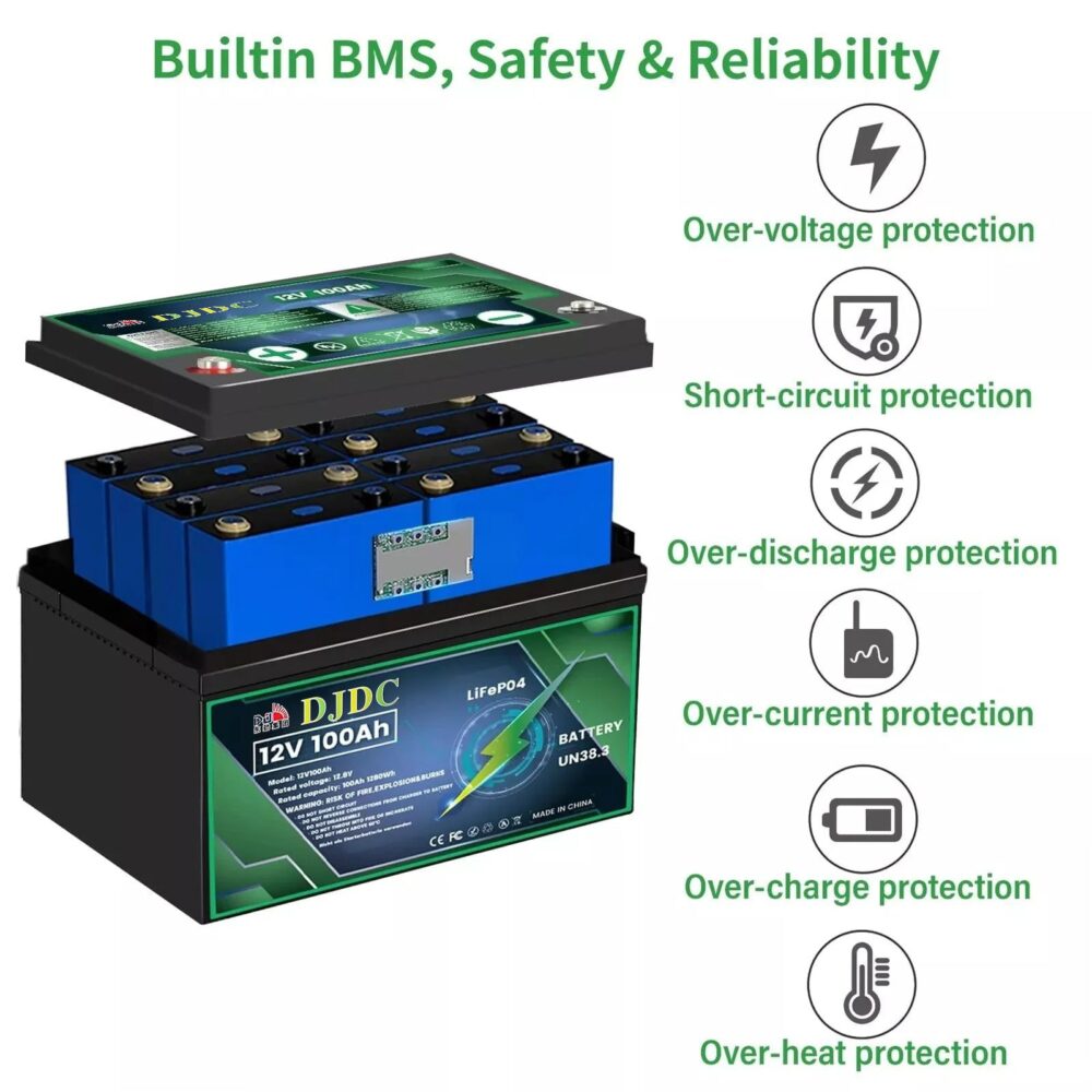 DJDC Dongjin 12v 100Ah Lithium-Ion LiFePO4 Deep Cycle battery Without Communication - Image 4