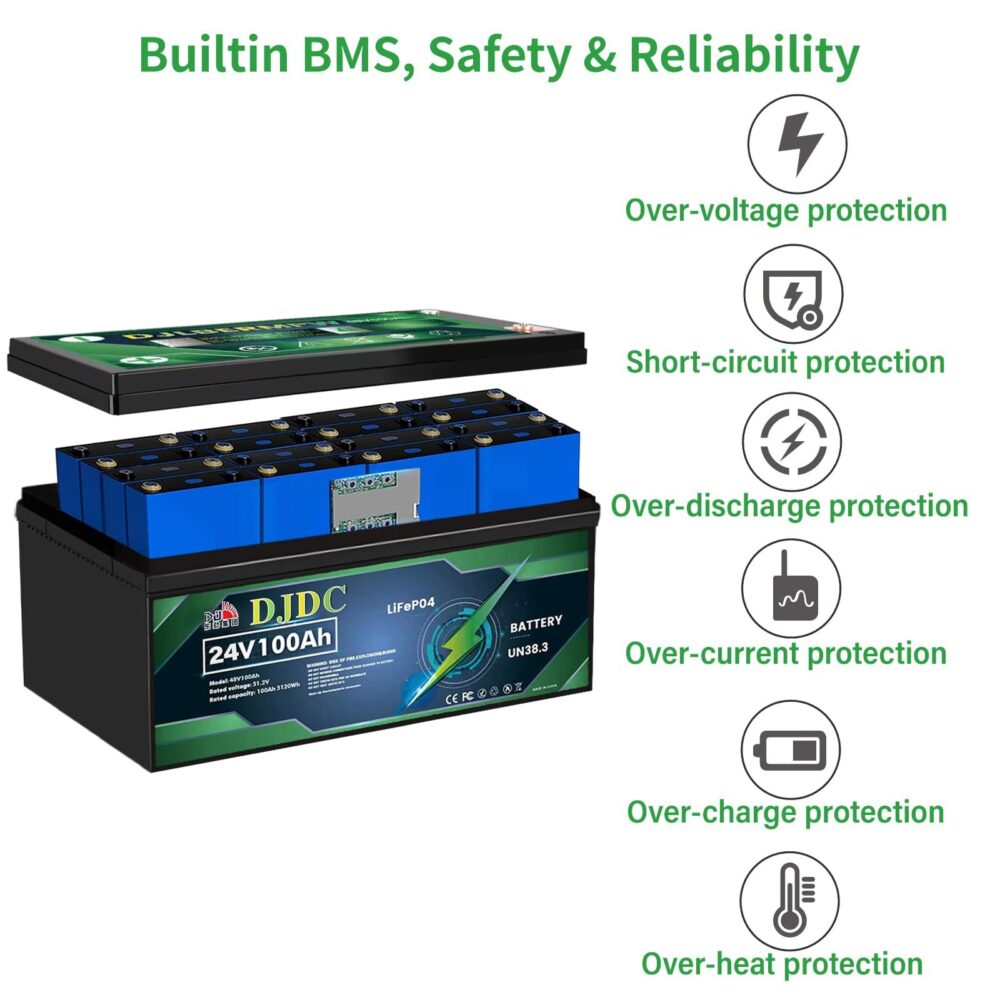 DJDC Dongjin 24v 100Ah Lithium-Ion LiFePO4 Deep Cycle battery Without Communication - Image 3