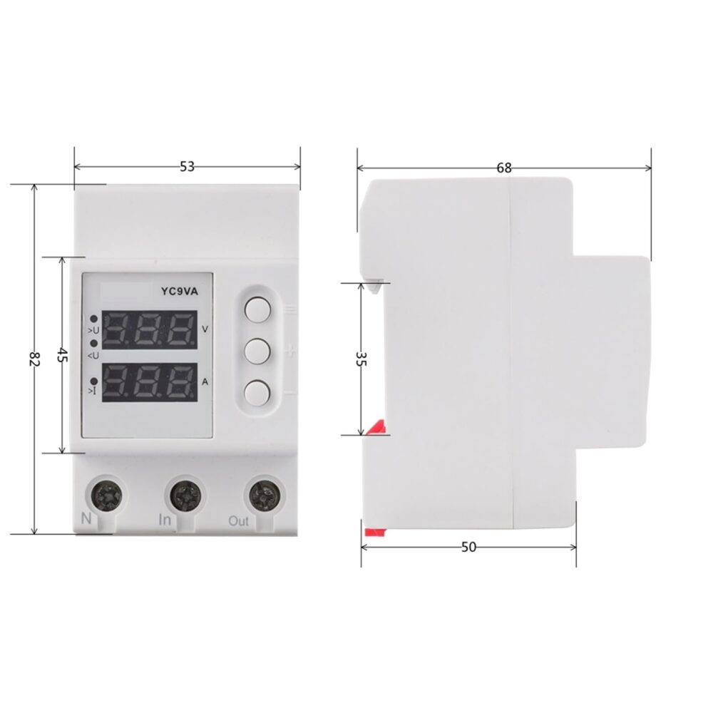 CNC YC9VA 2IN1 63A Adjustable Over & Under Voltage Protector Time Delay - Image 5