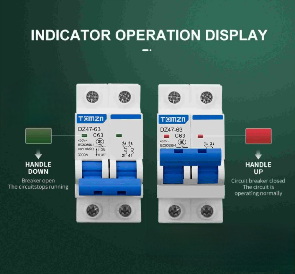 Tomzn 2P AC MCB Circuit breaker C type 230/400V 16A, 20A,32A,40A,63A - Image 5