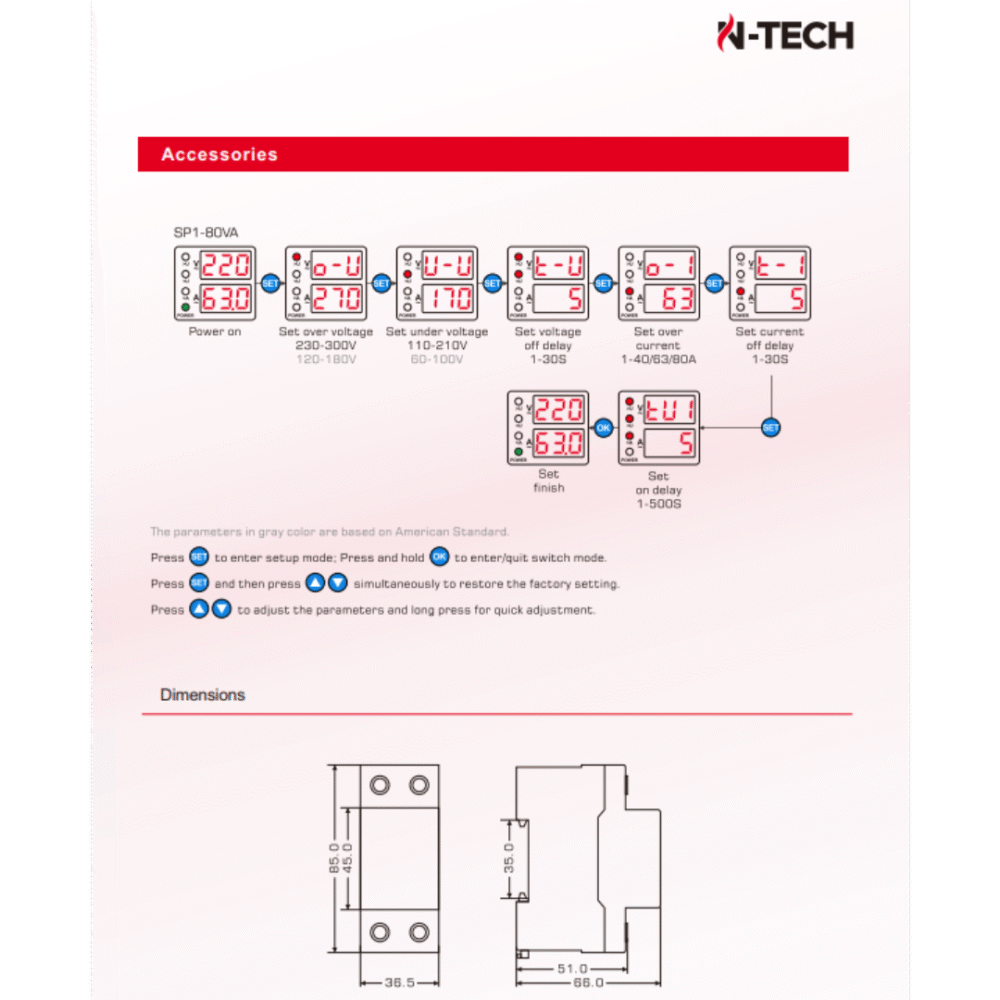 N-Tech SP2-80VA 63A Voltage Protection Device - Over and Under Voltage Protective Device - Image 5